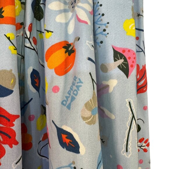 Dapper Day Floral Print Skirt & Top Set 4X Light Blue 100% Cotton First Frost - Picture 10 of 15